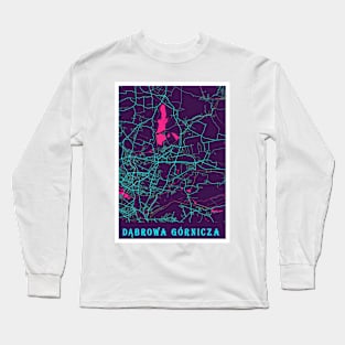 Dąbrowa Górnicza Neon City Map, Dąbrowa Górnicza Minimalist City Map Art Print Long Sleeve T-Shirt